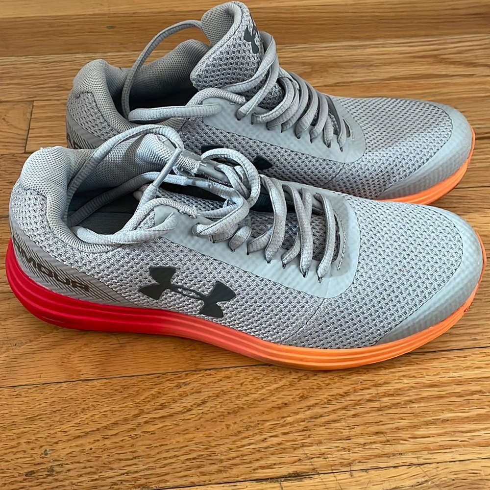 Under Armour Gray and Orange Rim Sneakers